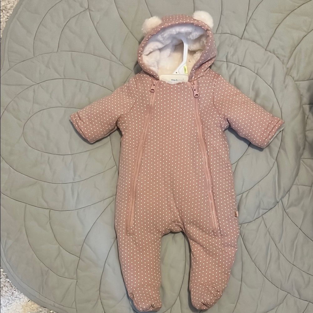 Polka Dot Baby Snowsuit with Ears